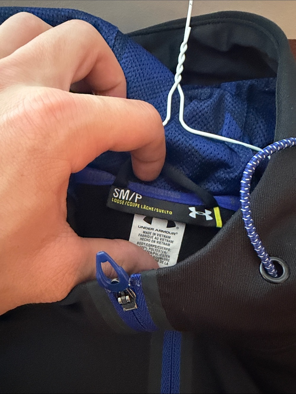 Under Armour Black Pullover with Blue Trim - Picture 3 of 3